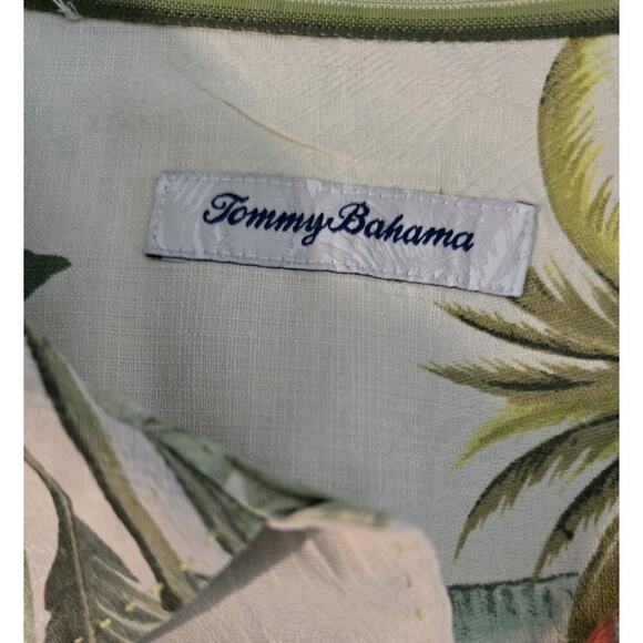MENS VINTAGE TOMMY BAHAMA HAWAIIAN SHIRT SILK Bird of Paradise Palms L - Picture 8 of 11